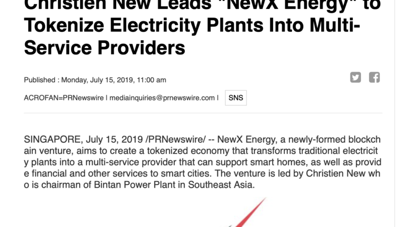 Christien New Leads “NewX Energy” to Tokenize Electricity Plants Into Multi-Service Providers