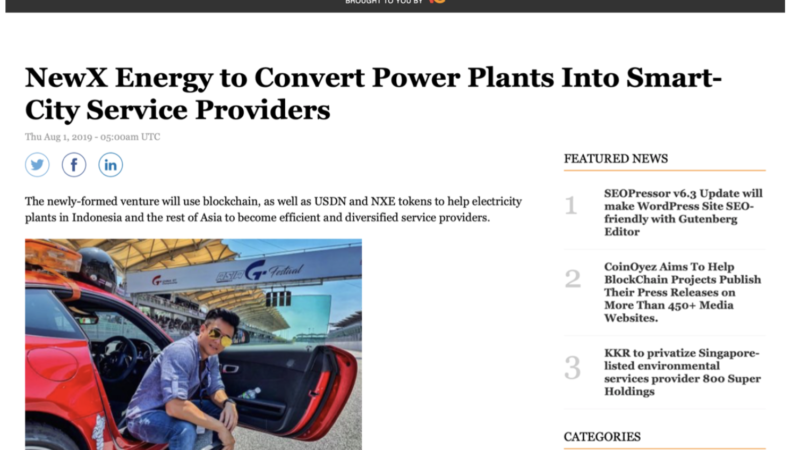 Reuters – NewX Energy to convert Power Plants into Smart City Service Providers