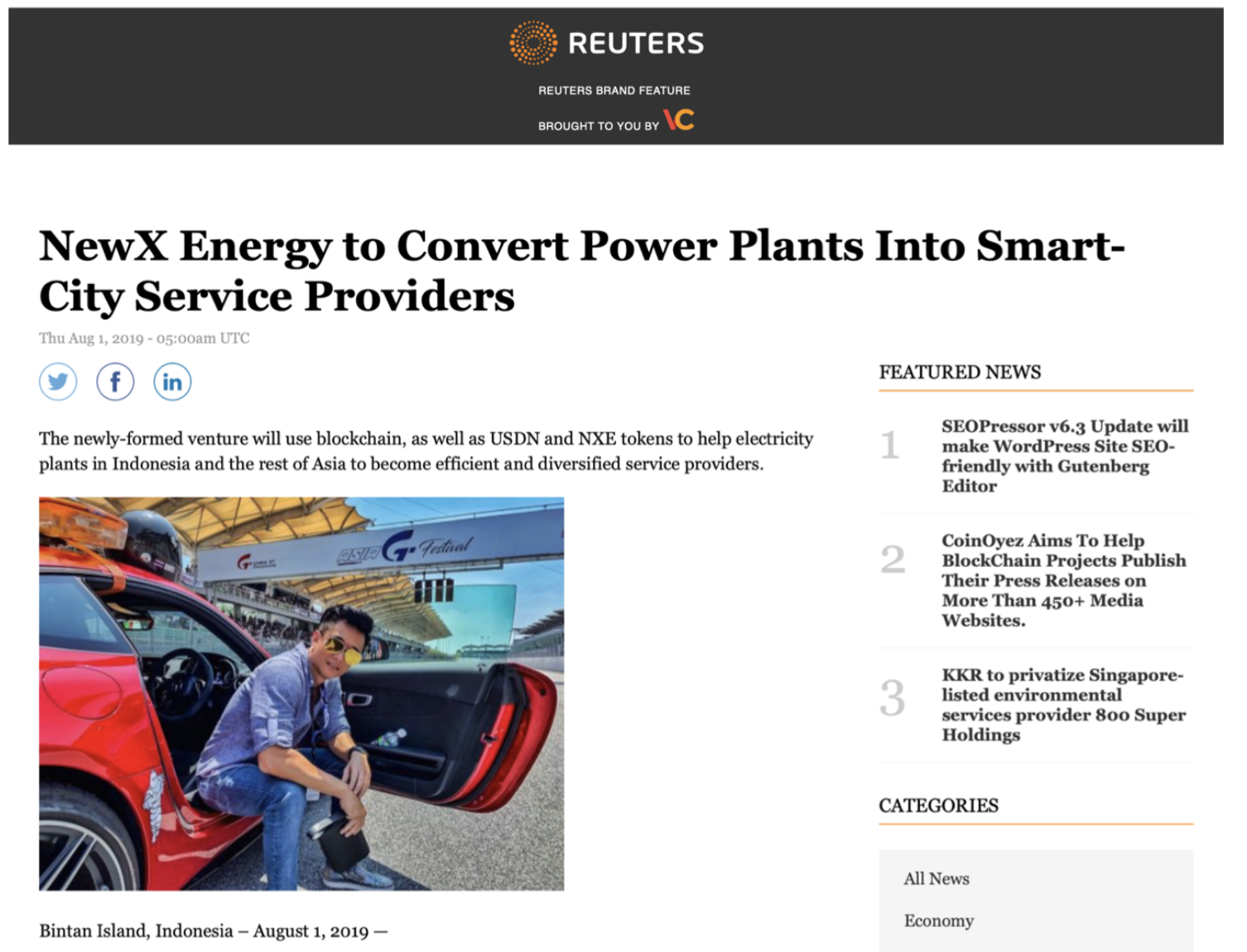 Reuters – NewX Energy to convert Power Plants into Smart City Service Providers